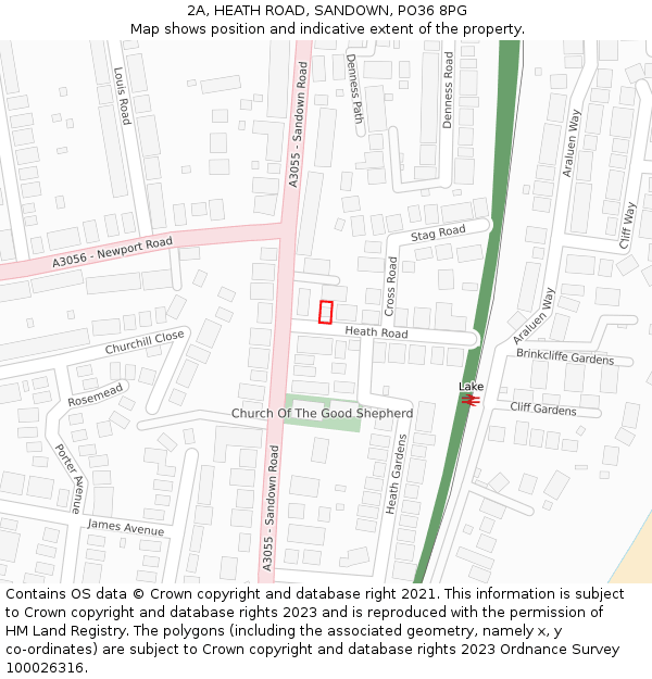 2A, HEATH ROAD, SANDOWN, PO36 8PG: Location map and indicative extent of plot