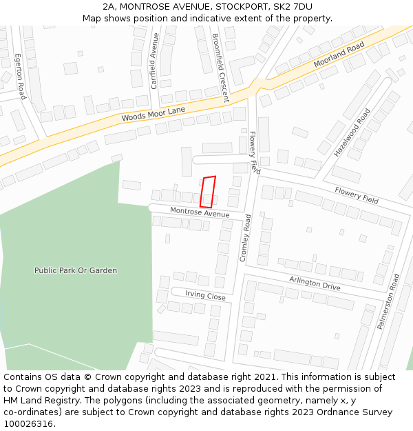 2A, MONTROSE AVENUE, STOCKPORT, SK2 7DU: Location map and indicative extent of plot