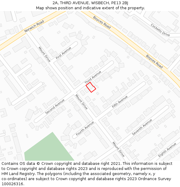 2A, THIRD AVENUE, WISBECH, PE13 2BJ: Location map and indicative extent of plot