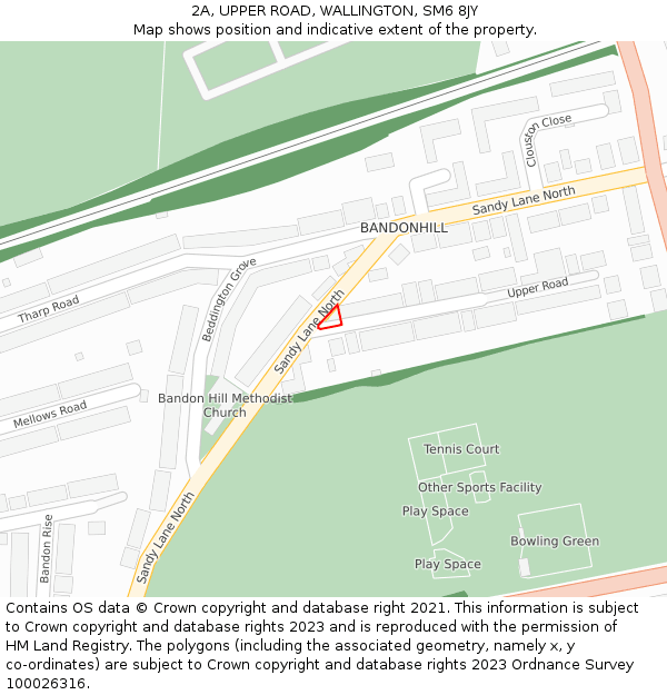 2A, UPPER ROAD, WALLINGTON, SM6 8JY: Location map and indicative extent of plot