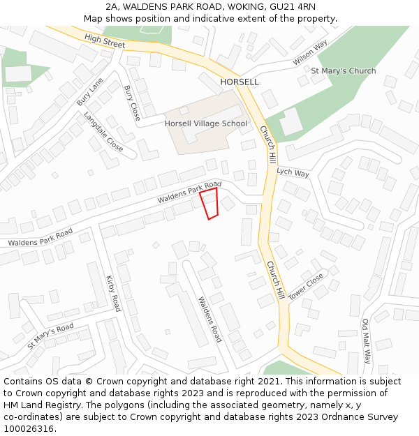 2A, WALDENS PARK ROAD, WOKING, GU21 4RN: Location map and indicative extent of plot