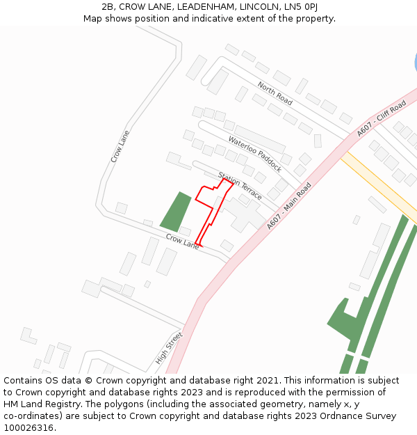 2B, CROW LANE, LEADENHAM, LINCOLN, LN5 0PJ: Location map and indicative extent of plot
