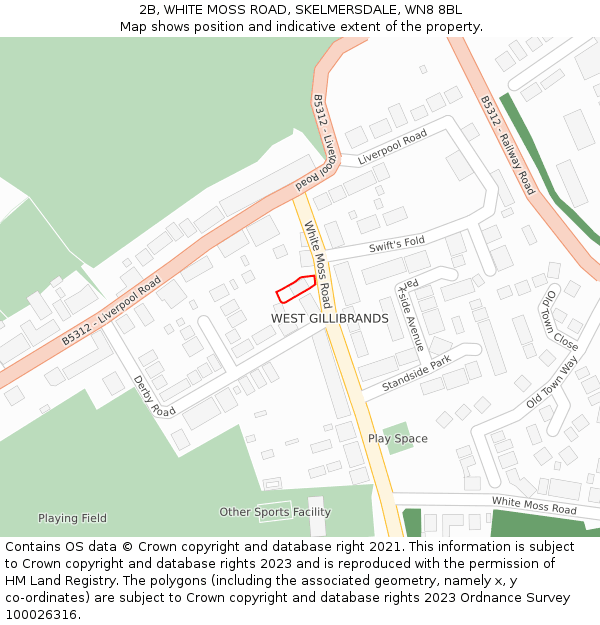 2B, WHITE MOSS ROAD, SKELMERSDALE, WN8 8BL: Location map and indicative extent of plot