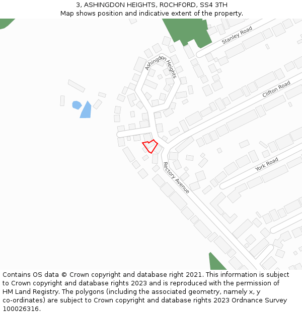 3, ASHINGDON HEIGHTS, ROCHFORD, SS4 3TH: Location map and indicative extent of plot