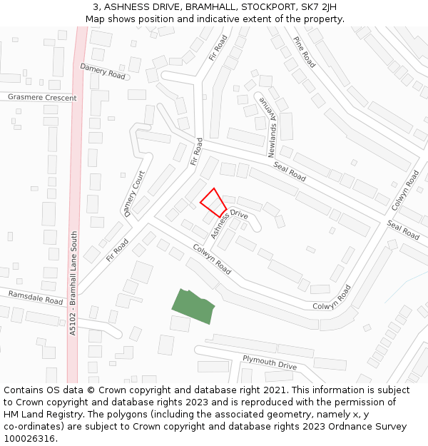 3, ASHNESS DRIVE, BRAMHALL, STOCKPORT, SK7 2JH: Location map and indicative extent of plot