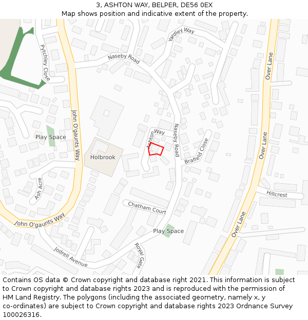 3, ASHTON WAY, BELPER, DE56 0EX: Location map and indicative extent of plot