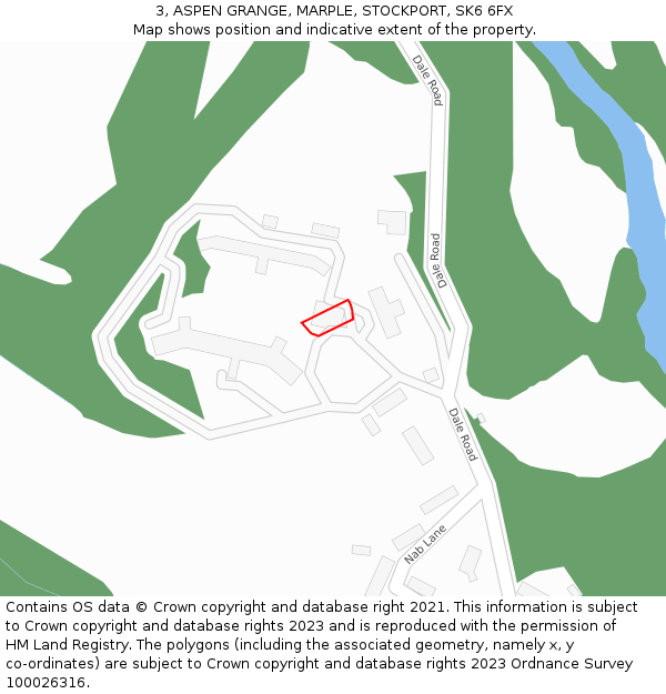 3, ASPEN GRANGE, MARPLE, STOCKPORT, SK6 6FX: Location map and indicative extent of plot