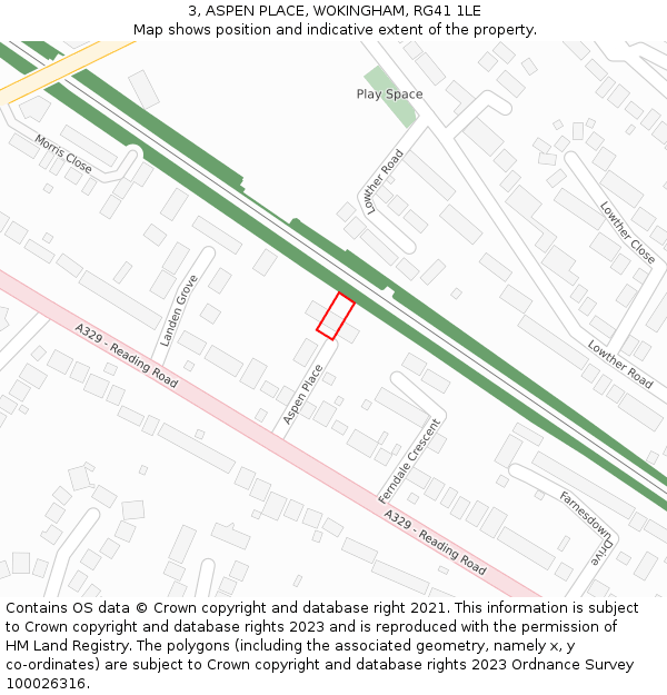 3, ASPEN PLACE, WOKINGHAM, RG41 1LE: Location map and indicative extent of plot