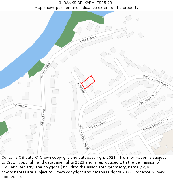 3, BANKSIDE, YARM, TS15 9RH: Location map and indicative extent of plot