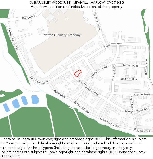 3, BARNSLEY WOOD RISE, NEWHALL, HARLOW, CM17 9GG: Location map and indicative extent of plot