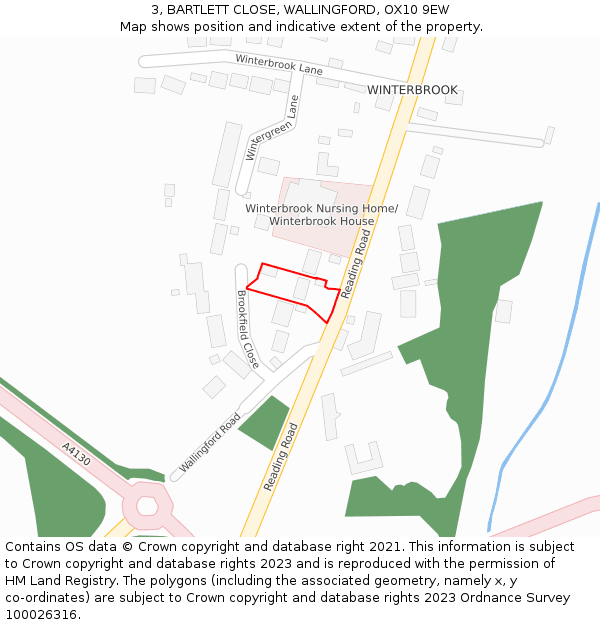 3, BARTLETT CLOSE, WALLINGFORD, OX10 9EW: Location map and indicative extent of plot