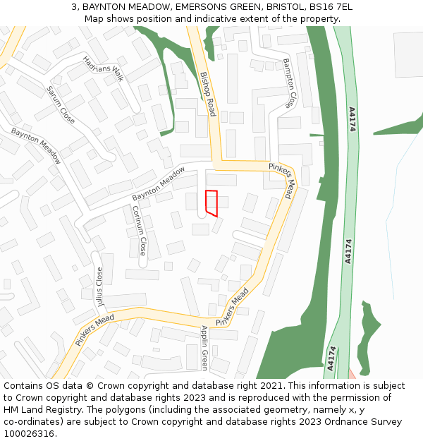 3, BAYNTON MEADOW, EMERSONS GREEN, BRISTOL, BS16 7EL: Location map and indicative extent of plot