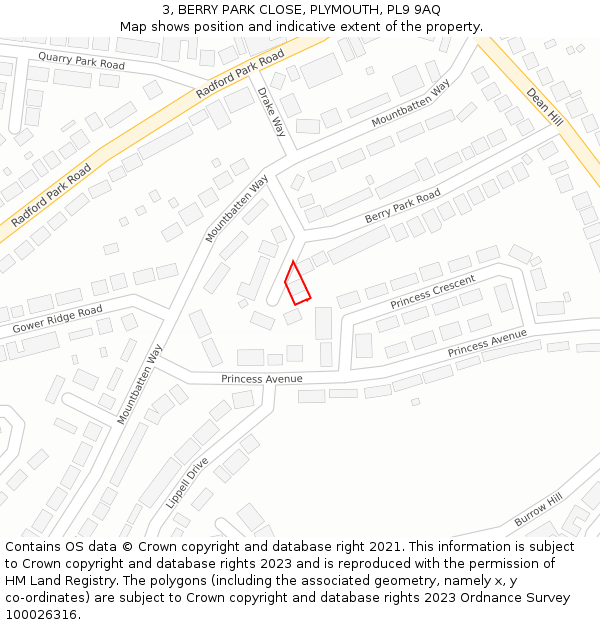 3, BERRY PARK CLOSE, PLYMOUTH, PL9 9AQ: Location map and indicative extent of plot