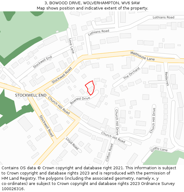 3, BOWOOD DRIVE, WOLVERHAMPTON, WV6 9AW: Location map and indicative extent of plot