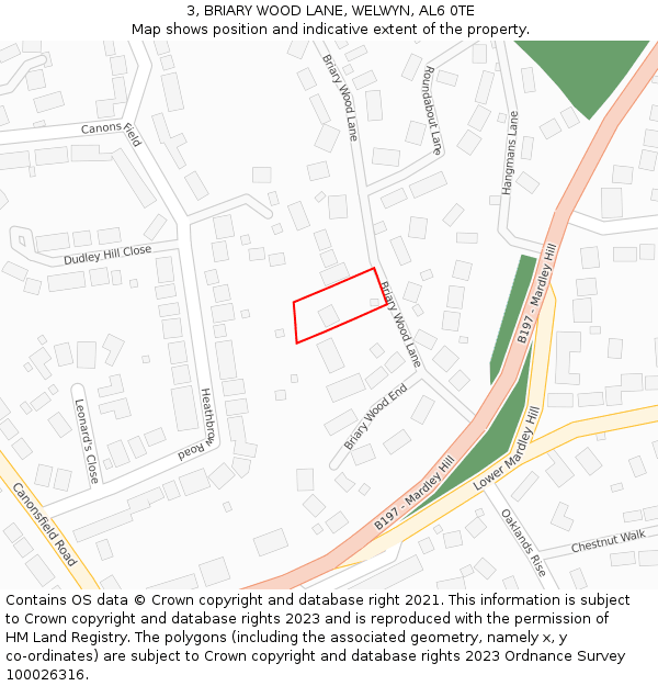 3, BRIARY WOOD LANE, WELWYN, AL6 0TE: Location map and indicative extent of plot