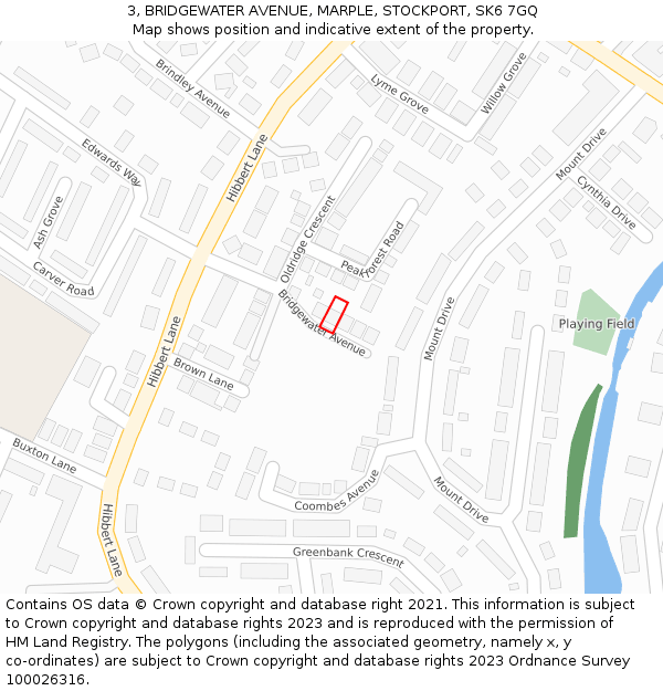 3, BRIDGEWATER AVENUE, MARPLE, STOCKPORT, SK6 7GQ: Location map and indicative extent of plot