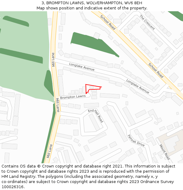 3, BROMPTON LAWNS, WOLVERHAMPTON, WV6 8EH: Location map and indicative extent of plot