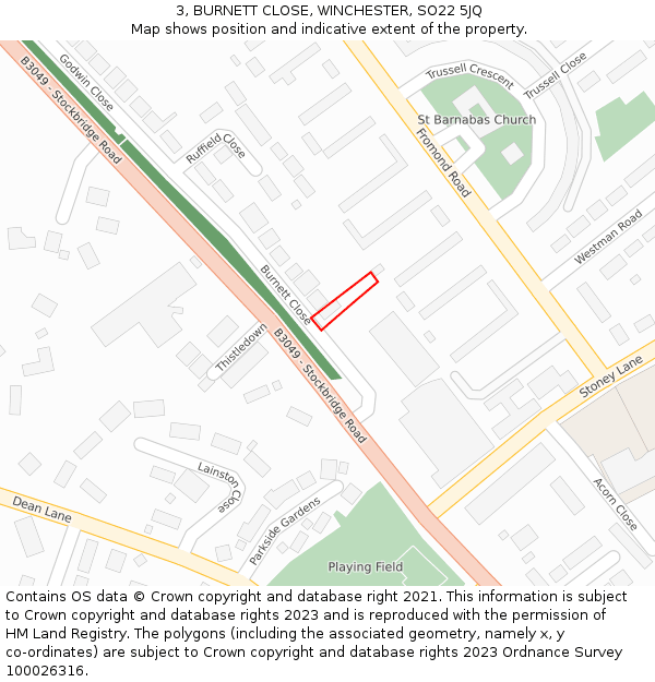 3, BURNETT CLOSE, WINCHESTER, SO22 5JQ: Location map and indicative extent of plot