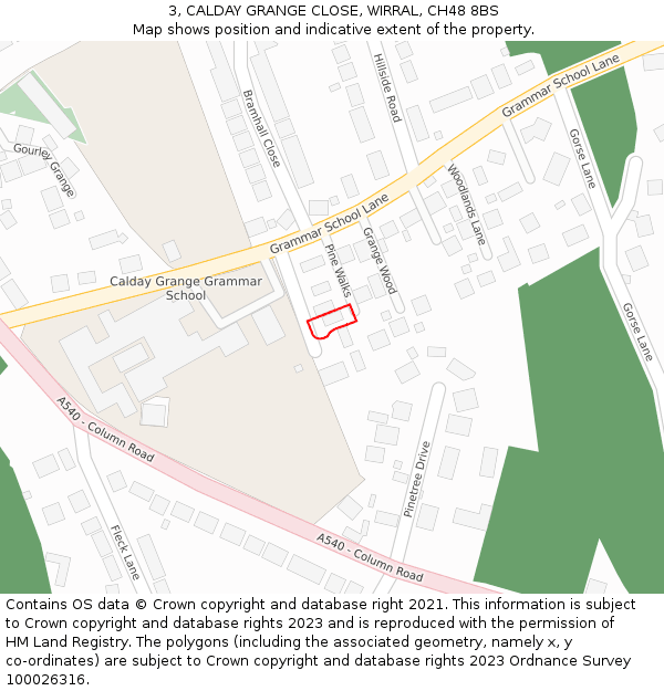 3, CALDAY GRANGE CLOSE, WIRRAL, CH48 8BS: Location map and indicative extent of plot