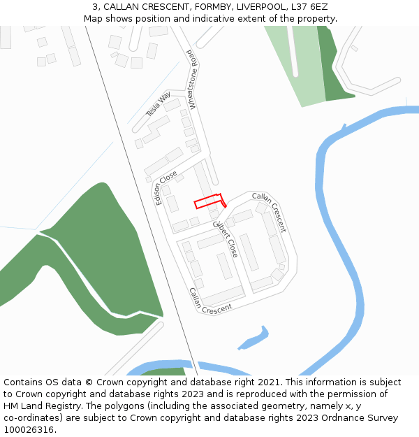 3, CALLAN CRESCENT, FORMBY, LIVERPOOL, L37 6EZ: Location map and indicative extent of plot