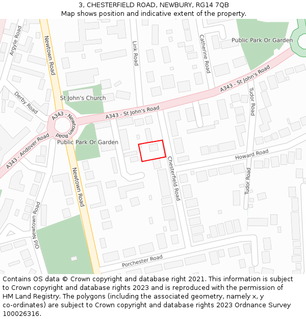 3, CHESTERFIELD ROAD, NEWBURY, RG14 7QB: Location map and indicative extent of plot