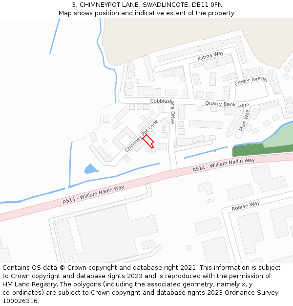 3, CHIMNEYPOT LANE, SWADLINCOTE, DE11 0FN: Location map and indicative extent of plot