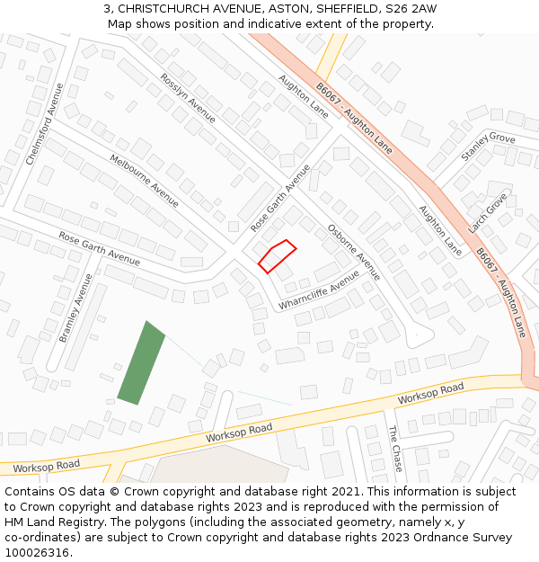 3, CHRISTCHURCH AVENUE, ASTON, SHEFFIELD, S26 2AW: Location map and indicative extent of plot