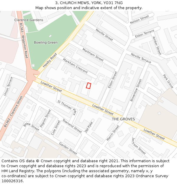 3, CHURCH MEWS, YORK, YO31 7NG: Location map and indicative extent of plot