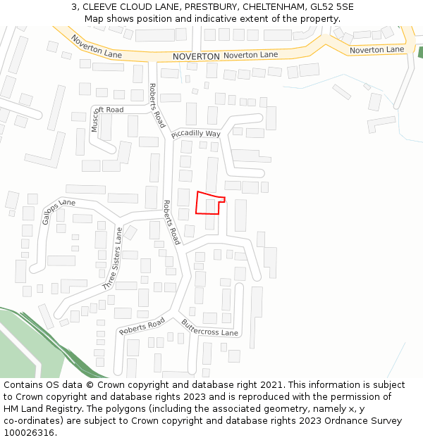 3, CLEEVE CLOUD LANE, PRESTBURY, CHELTENHAM, GL52 5SE: Location map and indicative extent of plot