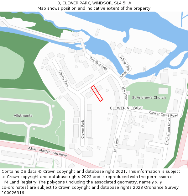 3, CLEWER PARK, WINDSOR, SL4 5HA: Location map and indicative extent of plot