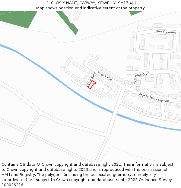 3, CLOS Y NANT, CARWAY, KIDWELLY, SA17 4JH: Location map and indicative extent of plot