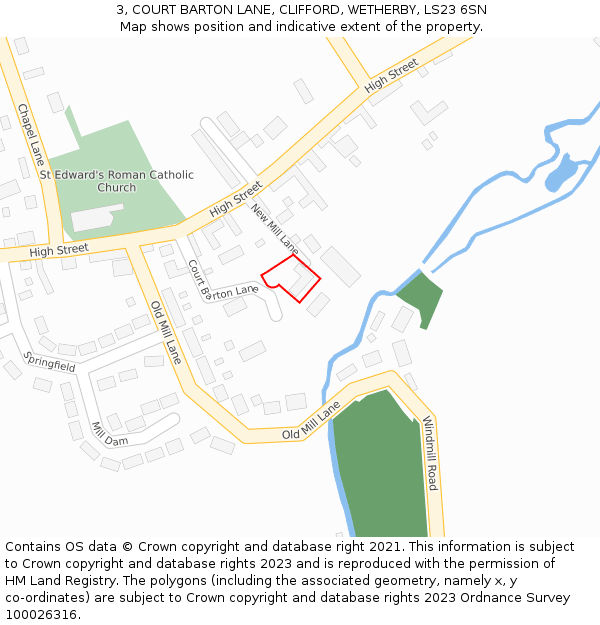 3, COURT BARTON LANE, CLIFFORD, WETHERBY, LS23 6SN: Location map and indicative extent of plot