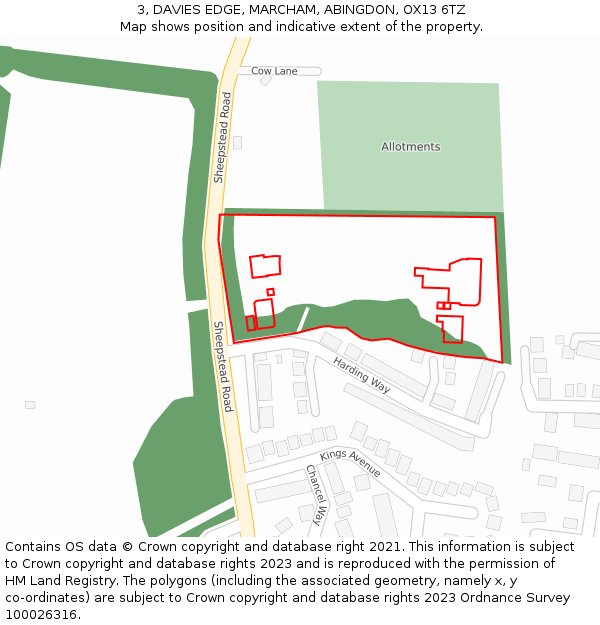 3, DAVIES EDGE, MARCHAM, ABINGDON, OX13 6TZ: Location map and indicative extent of plot