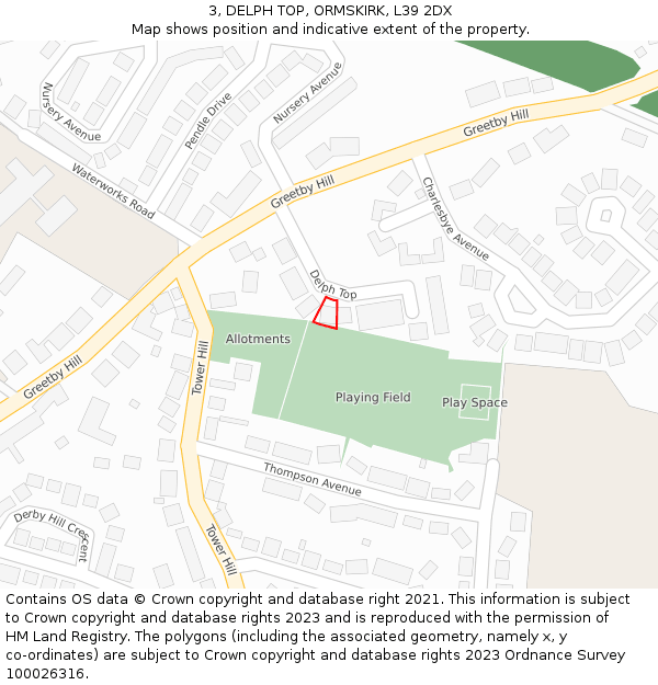 3, DELPH TOP, ORMSKIRK, L39 2DX: Location map and indicative extent of plot