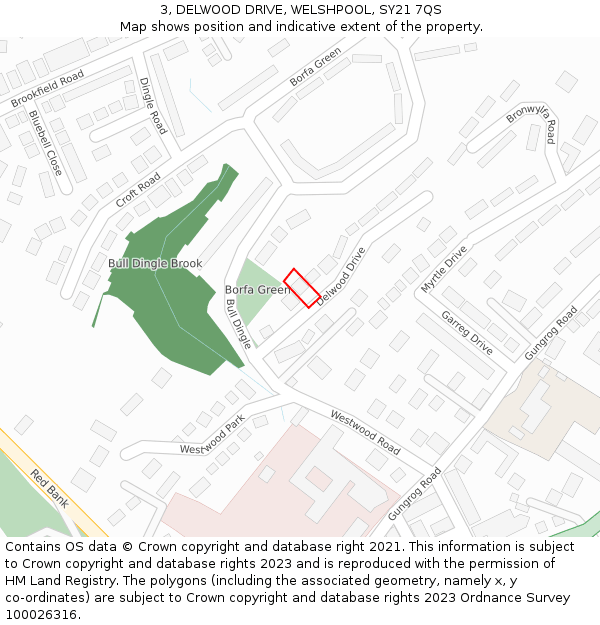 3, DELWOOD DRIVE, WELSHPOOL, SY21 7QS: Location map and indicative extent of plot