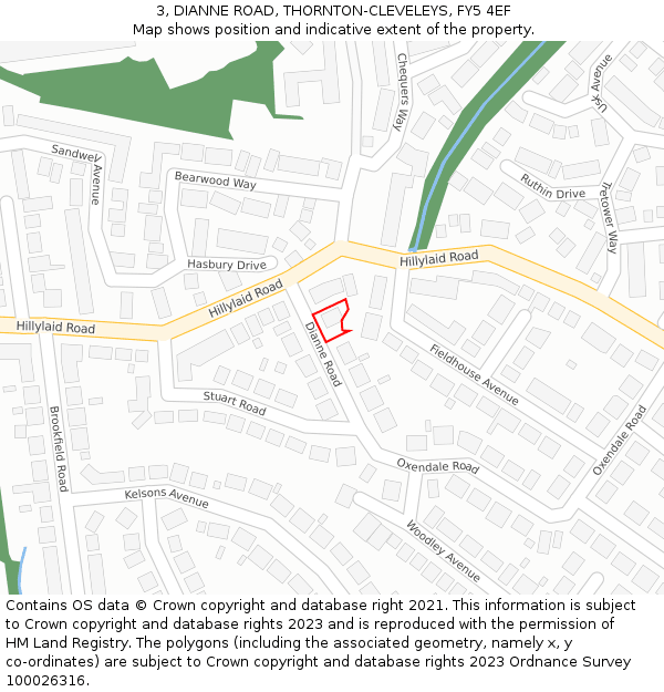 3, DIANNE ROAD, THORNTON-CLEVELEYS, FY5 4EF: Location map and indicative extent of plot