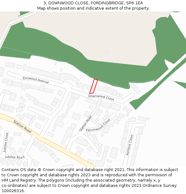 3, DOWNWOOD CLOSE, FORDINGBRIDGE, SP6 1EA: Location map and indicative extent of plot