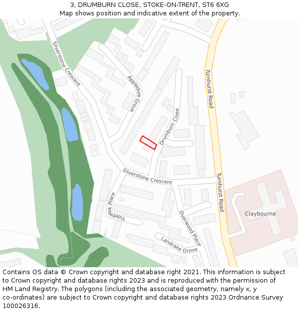 3, DRUMBURN CLOSE, STOKE-ON-TRENT, ST6 6XG: Location map and indicative extent of plot