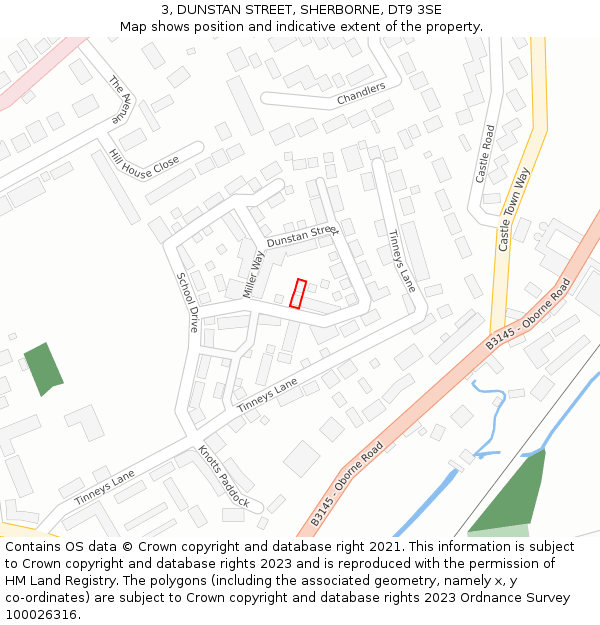 3, DUNSTAN STREET, SHERBORNE, DT9 3SE: Location map and indicative extent of plot