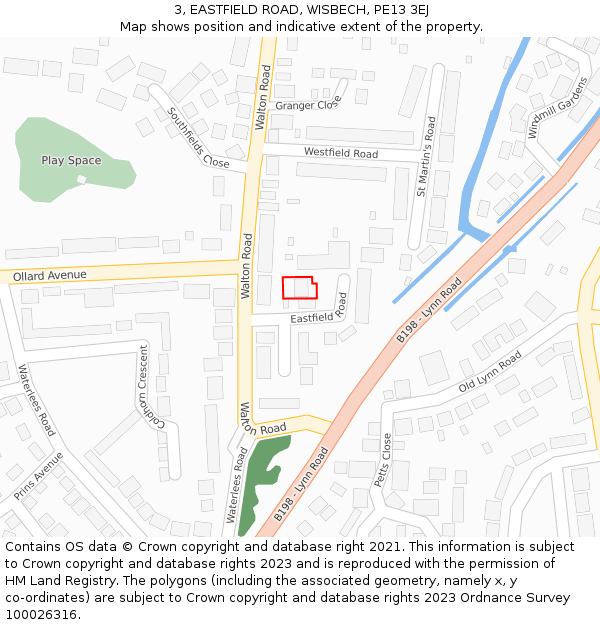 3, EASTFIELD ROAD, WISBECH, PE13 3EJ: Location map and indicative extent of plot