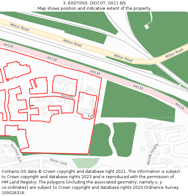 3, EASTONS, DIDCOT, OX11 6JS: Location map and indicative extent of plot