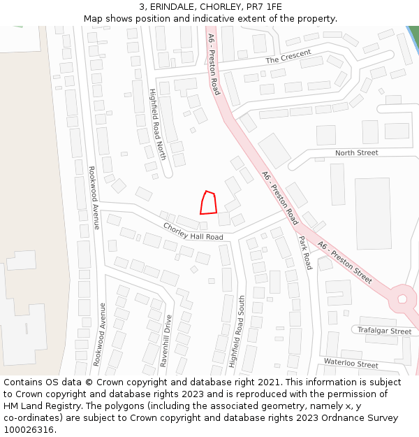 3, ERINDALE, CHORLEY, PR7 1FE: Location map and indicative extent of plot