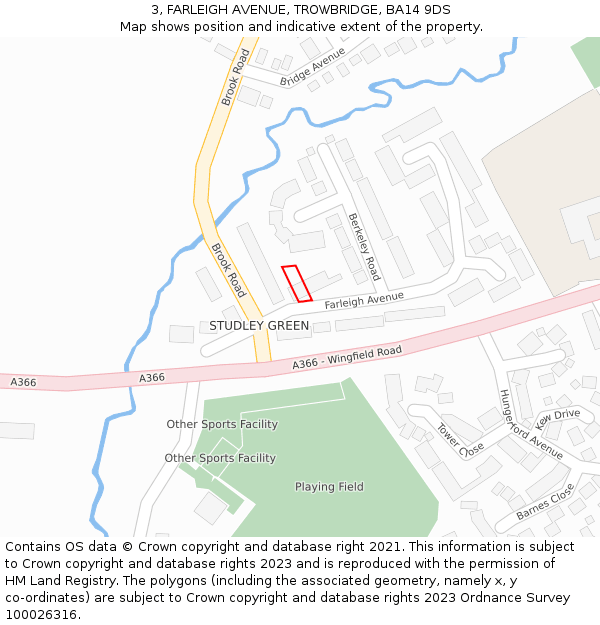 3, FARLEIGH AVENUE, TROWBRIDGE, BA14 9DS: Location map and indicative extent of plot