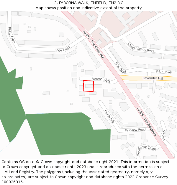 3, FARORNA WALK, ENFIELD, EN2 8JG: Location map and indicative extent of plot