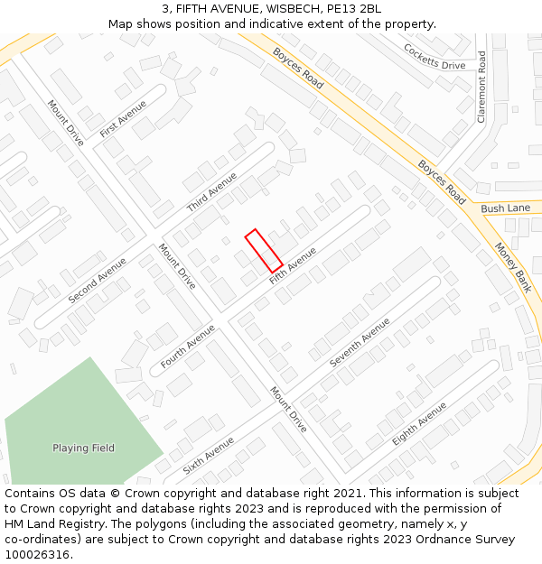 3, FIFTH AVENUE, WISBECH, PE13 2BL: Location map and indicative extent of plot