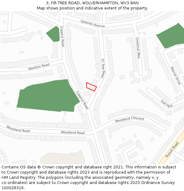 3, FIR TREE ROAD, WOLVERHAMPTON, WV3 8AN: Location map and indicative extent of plot