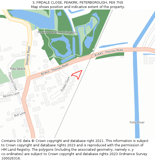 3, FIRDALE CLOSE, PEAKIRK, PETERBOROUGH, PE6 7NS: Location map and indicative extent of plot