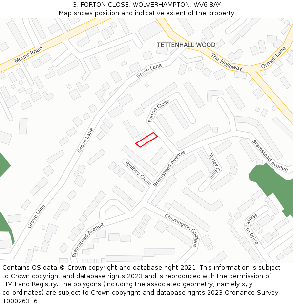 3, FORTON CLOSE, WOLVERHAMPTON, WV6 8AY: Location map and indicative extent of plot