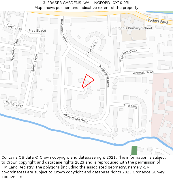 3, FRASER GARDENS, WALLINGFORD, OX10 9BL: Location map and indicative extent of plot