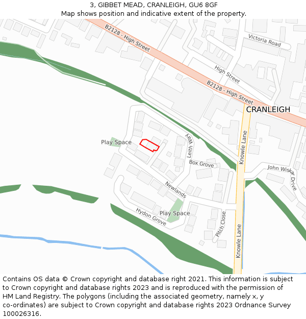 3, GIBBET MEAD, CRANLEIGH, GU6 8GF: Location map and indicative extent of plot